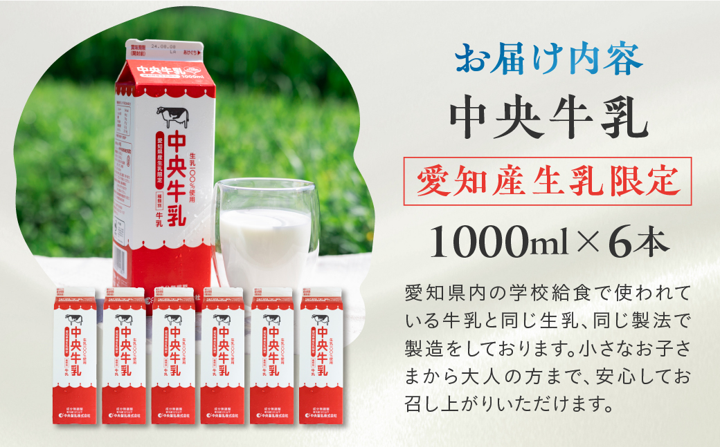 中央製乳 中央牛乳 1L 6本 計6L