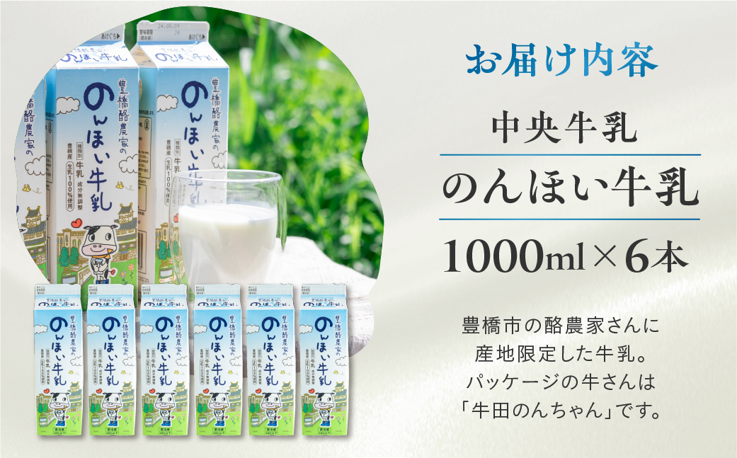 中央製乳 のんほい牛乳 1L 6本 計6L