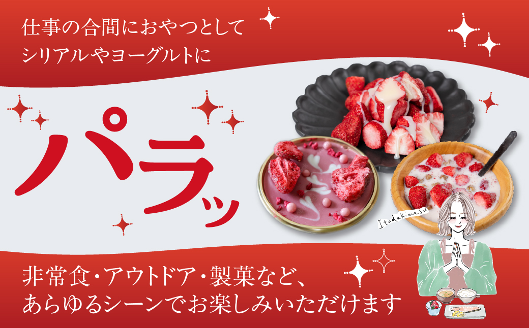 【先行予約品】フリーズドライいちご よつぼし 苺 国産 豊橋産 甘い ヘルシー 健康 おやつ おいしい デザート 手軽 ヨーグルト や シリアル に アイスに添えて ビタミンC ポリフェノール 抗酸化 豊橋市 小分け 製菓 プチギフト プレゼント