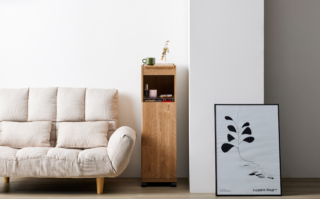 朝日木材 隙間ドレッサー　ナチュラル≪LFM-1030DR-NA≫ 家具 シンプル ドレッサー キャスター付 棚 収納 収納棚 隙間収納 ラック 収納ラック 新生活 居間 ナチュラル カントリー カフェ おしゃれ お洒落 愛知県 豊橋市