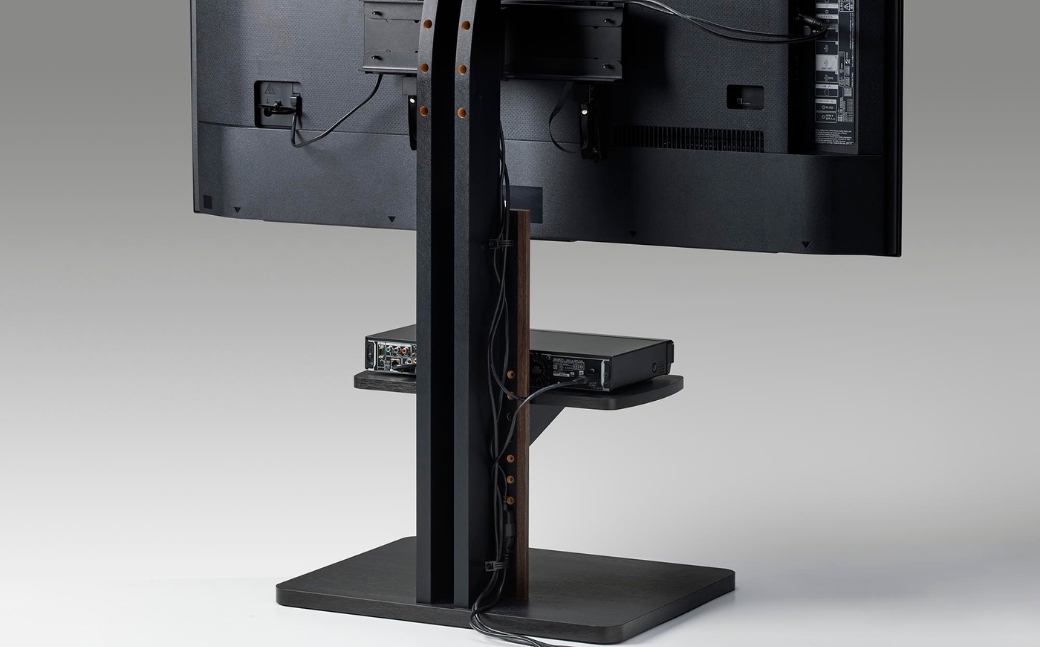 朝日木材 首振り機能付きフロアスタンド（WS-Jスタイル）≪WS-J600-BK≫ 家具 シンプル テレビスタンド TVスタンド キャスタ付 キャスター付 フロアスタンド 壁掛けテレビ 壁掛け リビング 居間 ナチュラル カフェ おしゃれ お洒落 愛知県 豊橋市