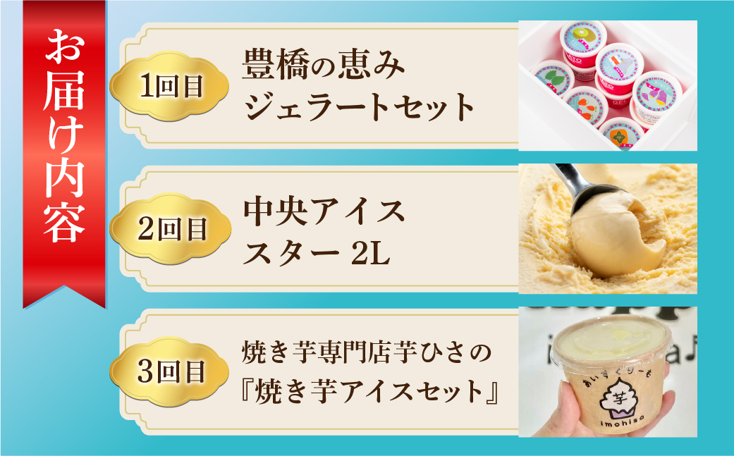 アイスマニア定期便 全3回 定期便 スイーツ デザート アイス おやつ ミルクアイス ミルクジェラート ジェラート 焼き芋アイス 焼き芋 アイス 訳あり 業務用 業務用アイス 期間限定 数量限定 愛知県 豊橋市 送料無料 4万円