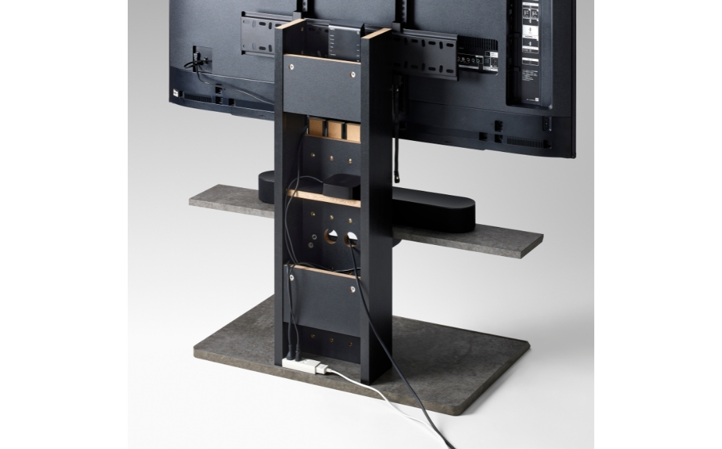 朝日木材 壁寄せテレビスタンド　石目×ブラック [メーカー品番：PLW-1210TV-BK]