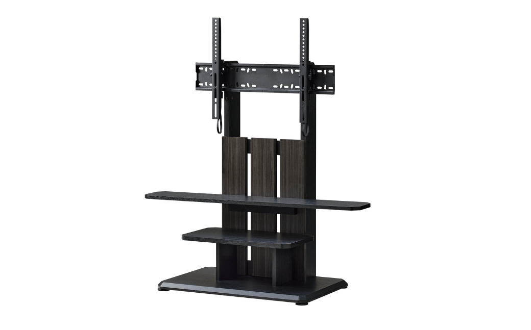 朝日木材 キャスター付きフロアスタンド690　アッシュグレー×ブラック≪WS-C690-AG≫テレビスタンド TVスタンド テレビラック キャスター付 壁寄せスタンド フロアスタンド おしゃれ シンプル インテリア 家具 棚付 愛知県 豊橋市