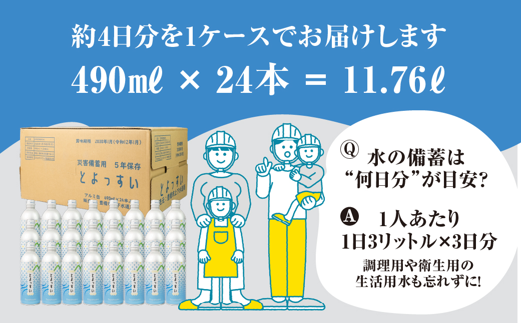 災害備蓄用飲料水「とよっすい」490ml　24本