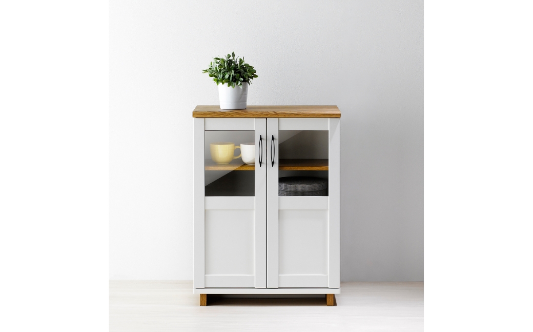 朝日木材 SUA シュエット キャビネット　幅58.7cm ≪SUA-8060CA≫ 家具 シンプル 棚 収納 収納棚 扉付き 白 ウッド調 リビング ラック 収納ラック 新生活 居間 ナチュラル カントリー カフェ おしゃれ お洒落 愛知県 豊橋市