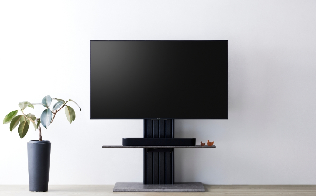 朝日木材 壁寄せテレビスタンド　石目×ブラック [メーカー品番：PLW-1210TV-BK]