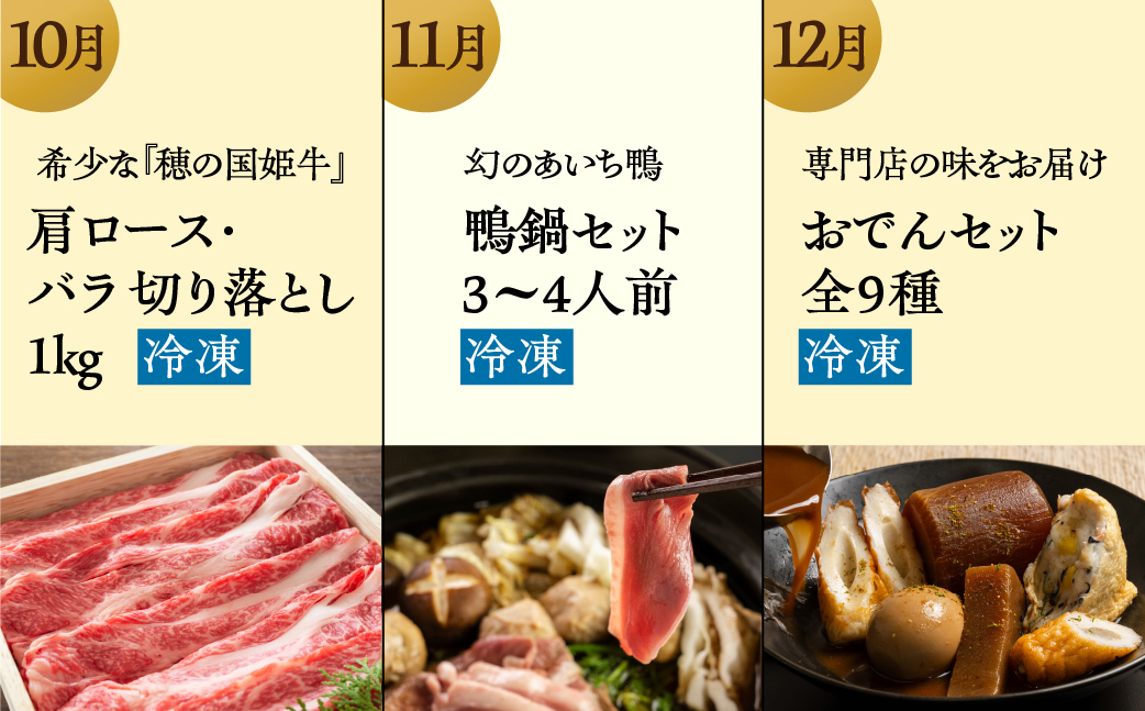 【おまかせコース】穂の国の恵み どうまい 定期便 全12回 おまかせコース ( 餃子 むき えび うなぎ おでん 鴨鍋 かも鍋 うなぎ メロン ジェラート フローズンヨーグルト ) ご当地 人気 名産品 頒布会 豊橋