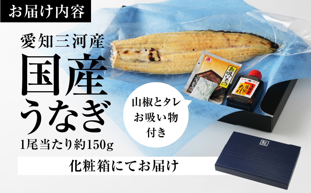 愛知県三河産　うなぎ　白焼き 3尾