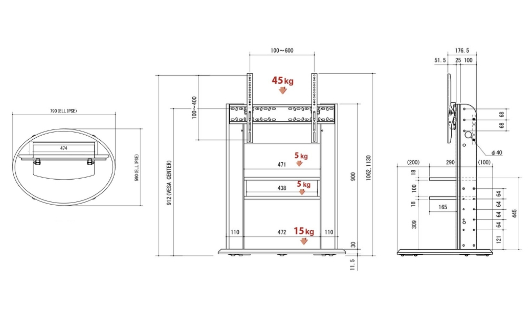 朝日木材 キャスター付きフロアスタンド（WS-Hスタイル）≪WS-H800-DB≫ 家具 シンプル テレビスタンド TVスタンド キャスタ付 キャスター付 フロアスタンド 壁掛けテレビ 壁掛け リビング 居間 ナチュラル カフェ おしゃれ お洒落 愛知県 豊橋市