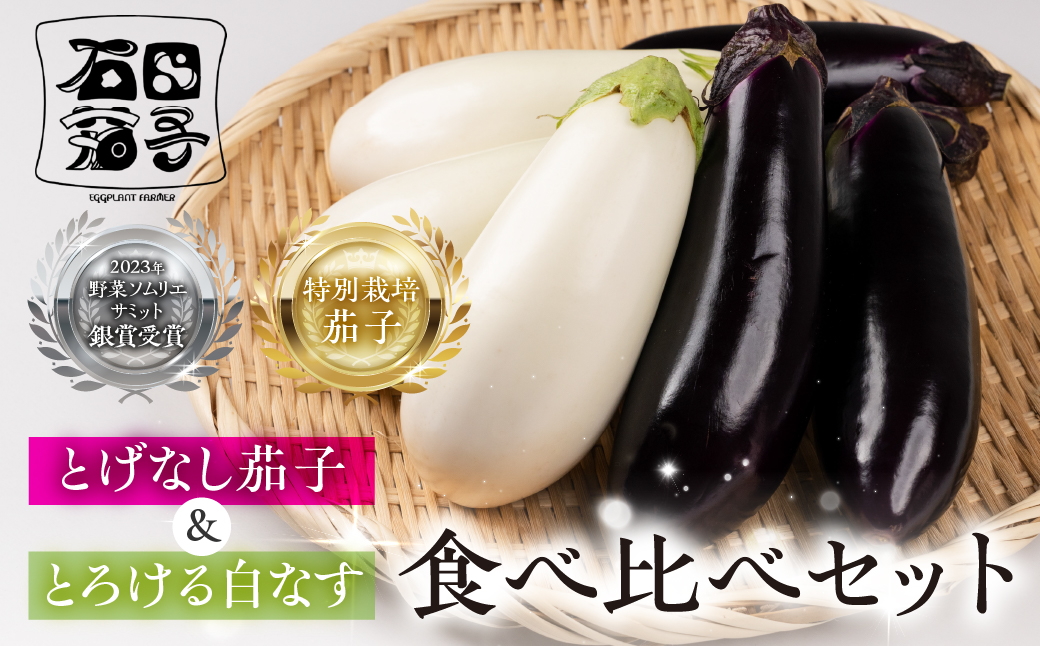≪先行予約≫こだわり茄子 食べ比べ≪とげなし茄子×白茄子≫ ナス 茄子 なす なすび 白なす しろなす 白ナス 白茄子 野菜 旬 旬の野菜 糖度 石田茄子 トゲなし とげなし セット 食べ比べセット お取り寄せ 健康 夕飯 おかず 愛知県 豊橋市 5千円 5000円