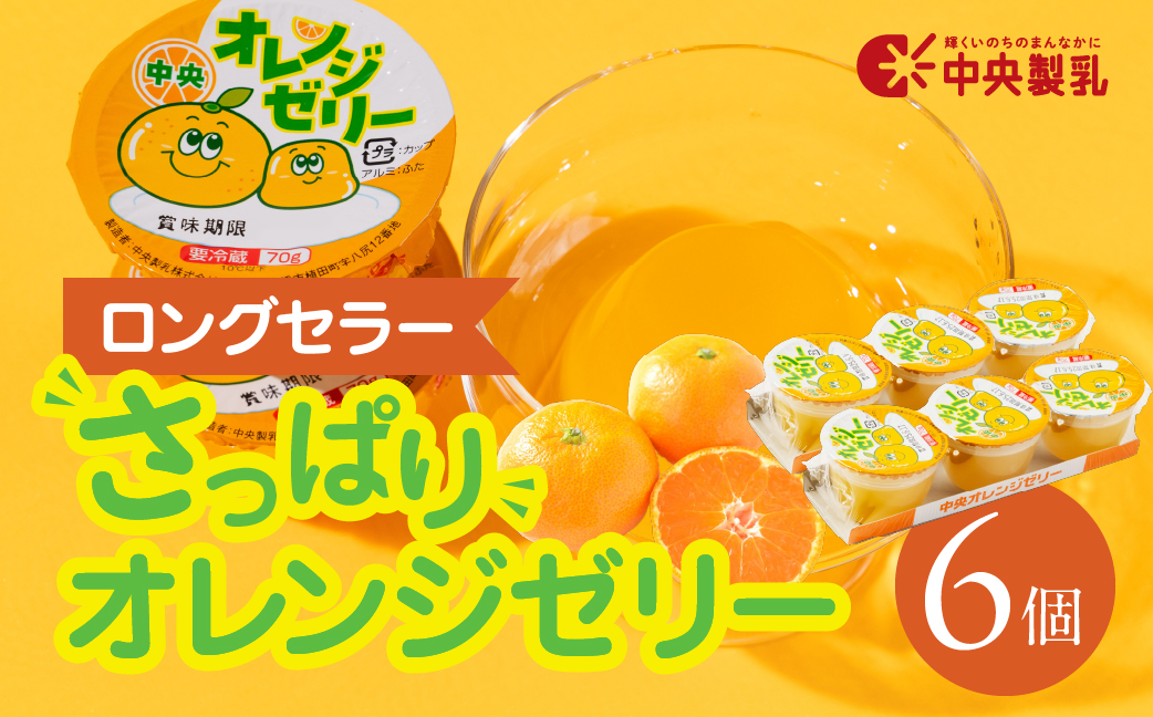 中央製乳 中央オレンジゼリー3p 6個  セット おやつ デザート おれんじ 国内製造 果汁 ロングセラー 愛知県 豊橋市