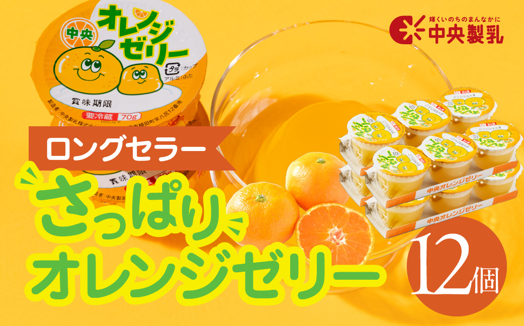 中央製乳 中央オレンジゼリー3p 12個  セット おやつ デザート おれんじ 国内製造 果汁 ロングセラー 愛知県 豊橋市