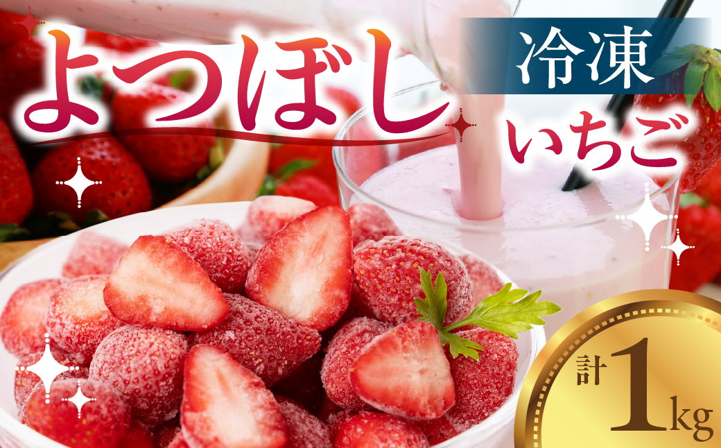 【先行予約品】冷凍いちご よつぼし 苺 1kg 冷凍 国産 豊橋産 真空パック 甘い ヘルシー 健康 おやつ おいしい デザート 手軽 ヨーグルト や シリアル に ビタミンC ポリフェノール 抗酸化 豊橋市 小分け  訳あり 簡易包装