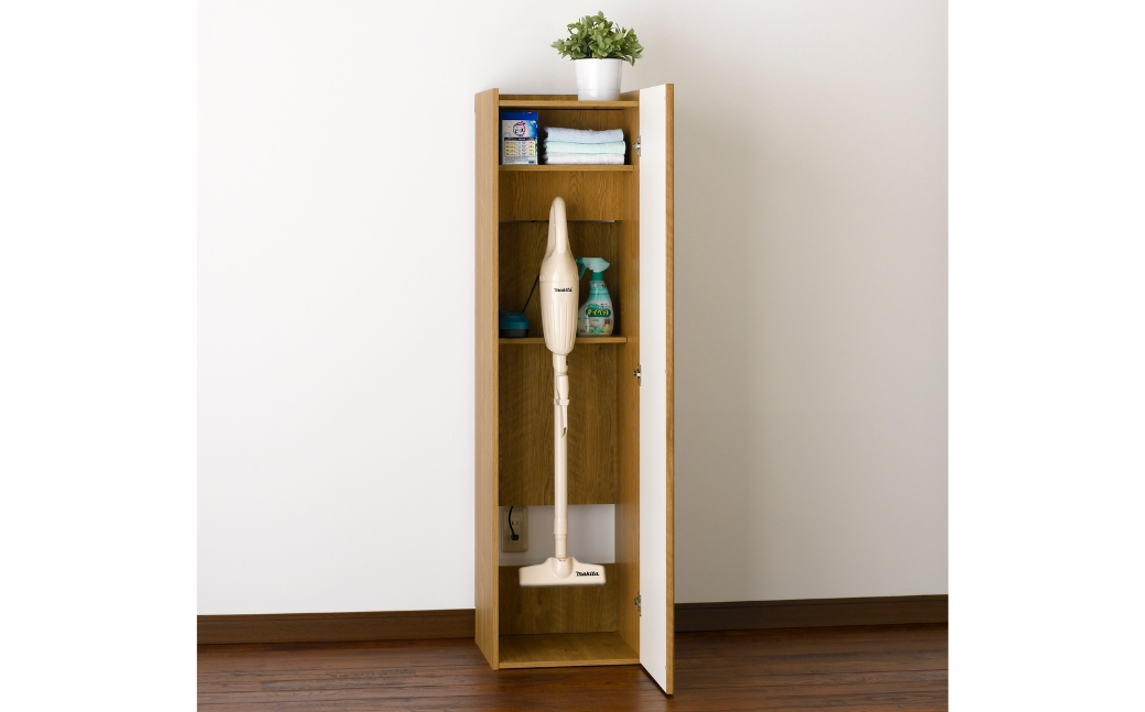 朝日木材 掃除機収納ロッカー ナチュラル ≪LFM-1440ST-NA≫  家具 シンプル 掃除機 クリーナー 掃除機収納 収納 棚 ストッカー クリーナーストレージ リビング 居間 ナチュラル カントリー カフェ おしゃれ お洒落 愛知県 豊橋市