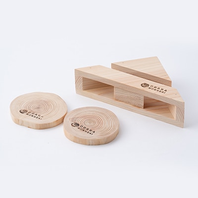 ほっと一息セット(木製スピーカー、コースター)