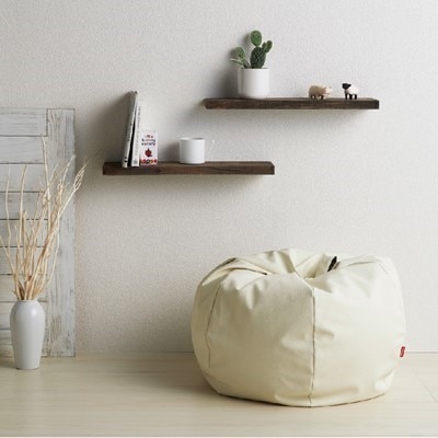 【ハナロロ】 ビーズクッション オニオンソファ80リットル レザーカバーセット(アイボリー)