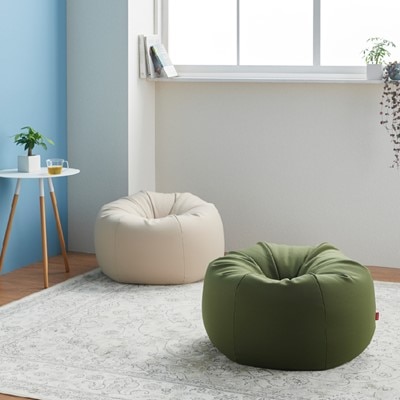 【ハナロロ】 ビーズクッション オニオン80リットル ニットカバー付(ベージュ)