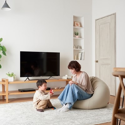 【ハナロロ】 ビーズクッション おっきいオニオン170リットル ニットカバー付(ベージュ)