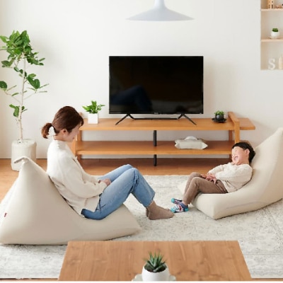 【ハナロロ】 ビーズクッション プレミアムポトラ100リットル ニットカバー付(ベージュ)