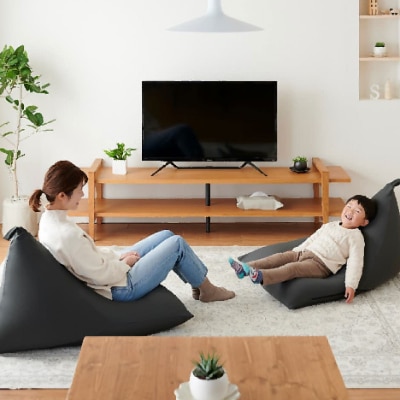 【ハナロロ】 ビーズクッション プレミアムポトラ100リットル ニットカバー付(チャコールグレー)