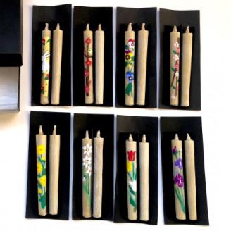 国内産ハゼの実蝋を100%使用 【岡崎手描き絵ろうそく】コロー絵入り2本3セット(詰め合わせ)