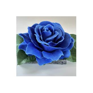 咲く石シリーズ『一輪のバラ』 大輪青いバラ