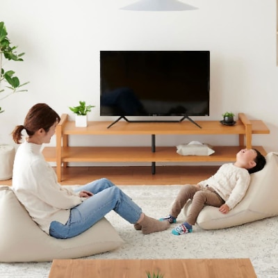 【ハナロロ】 ビーズクッション ポトラ60リットル ニットカバー付(ベージュ)