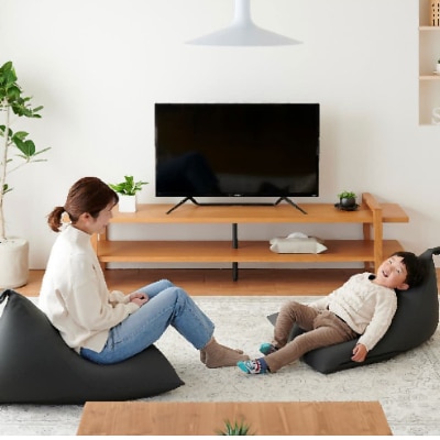 【ハナロロ】 ビーズクッション ポトラ60リットル ニットカバー付(チャコールグレー)