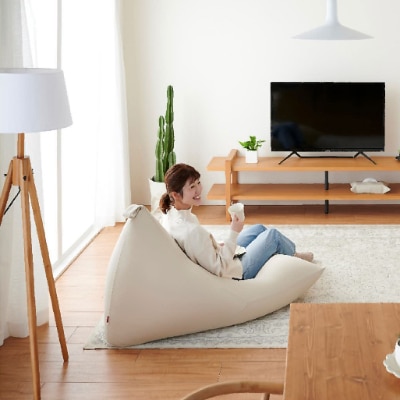 【ハナロロ】 ビーズクッション メガポトラ240リットル ニットカバー付(ベージュ)