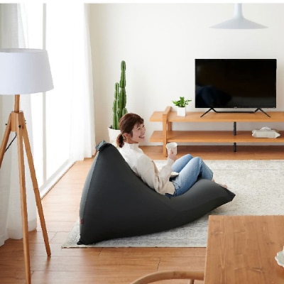 【ハナロロ】 ビーズクッション メガポトラ240リットル ニットカバー付(チャコールグレー)