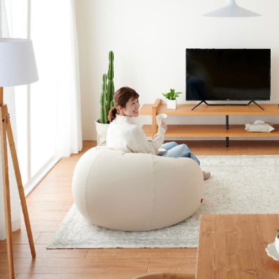 【ハナロロ】 ビーズクッション メガオニオン360リットル ニットカバー付(ベージュ)