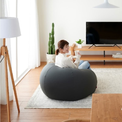 【ハナロロ】 ビーズクッション メガオニオン360リットル ニットカバー付(チャコールグレー)