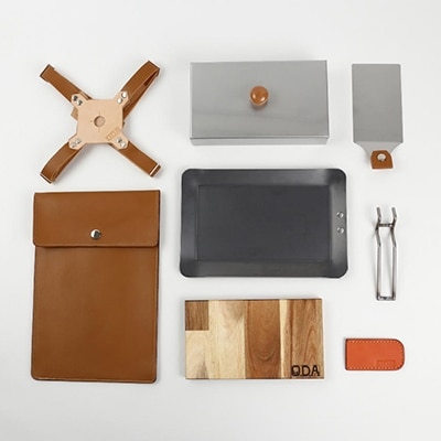 oka-d-art 黒皮鉄板 250×165用 蓋+本革鉄板ケース付セット t4.5×250×165