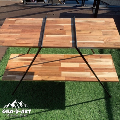 oka-d-art (ロゴレーザー刻印入り) アウトドア アイアンラック 2段タイプ