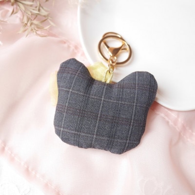 【高級スーツ生地使用】大人オシャレなくまのバッグチャーム