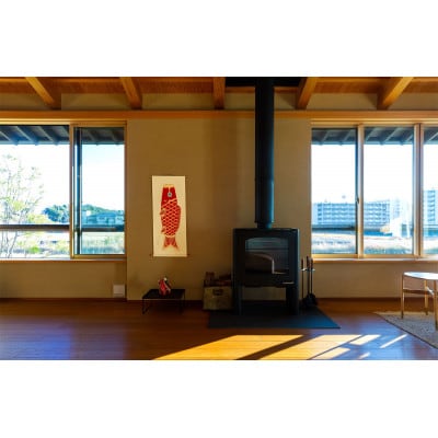 掛け軸「広重鯉」(赤)