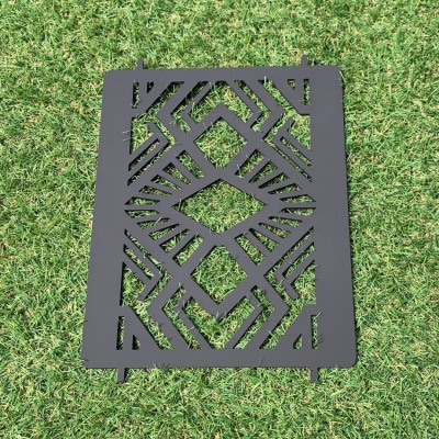 oka-d-artの黒皮鉄板 耐熱塗装Ver フラット バーナー五徳鉄板 デザイン1 アウトドアに