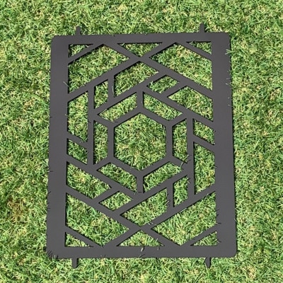 oka-d-artの黒皮鉄板 耐熱塗装Ver フラットバーナー五徳鉄板 ヘキサゴン アウトドアに