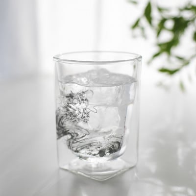 【RayES/レイエス】ダブルウォールグラス　RDS-002　300ml　墨絵・龍