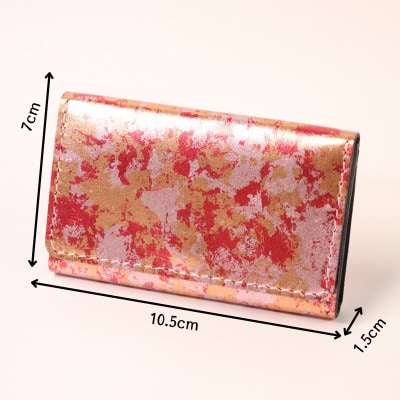 京都レザー　名刺入れ　ピンク色:撫子