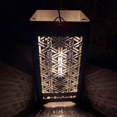 LEDランプシェード　組亀甲文様四角