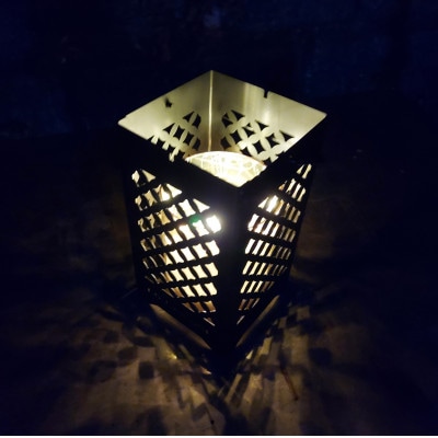 LEDランプシェード　七宝文様四角型