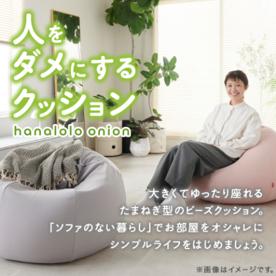【ハナロロ】 ビーズクッション おっきいオニオン170リットル ニットカバー付(チャコールグレー)