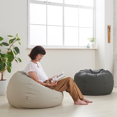 【ハナロロ】 ビーズクッション　大きなスタイリスオニオン170リットル (ホワイトベージュ)