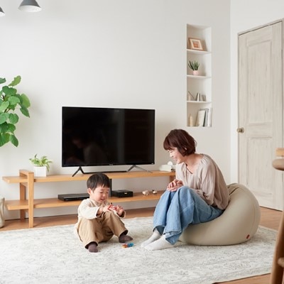 【ハナロロ】 ビーズクッション オニオン80リットル ニットカバー付(ベージュ)