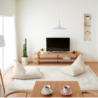 【ハナロロ】 ビーズクッション プレミアムポトラ100リットル ニットカバー付(ベージュ)