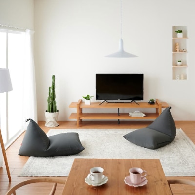 【ハナロロ】 ビーズクッション プレミアムポトラ100リットル ニットカバー付(チャコールグレー)