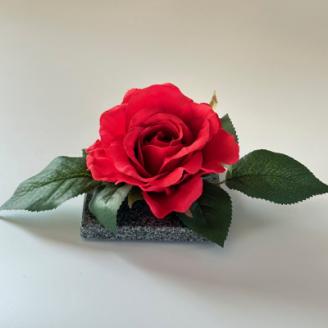 咲く石シリーズ『一輪のバラ』 大輪赤いバラ