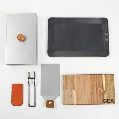 oka-d-art 黒皮鉄板 250×165用 ステンレス蓋付6点セット 極厚6mm×250×165